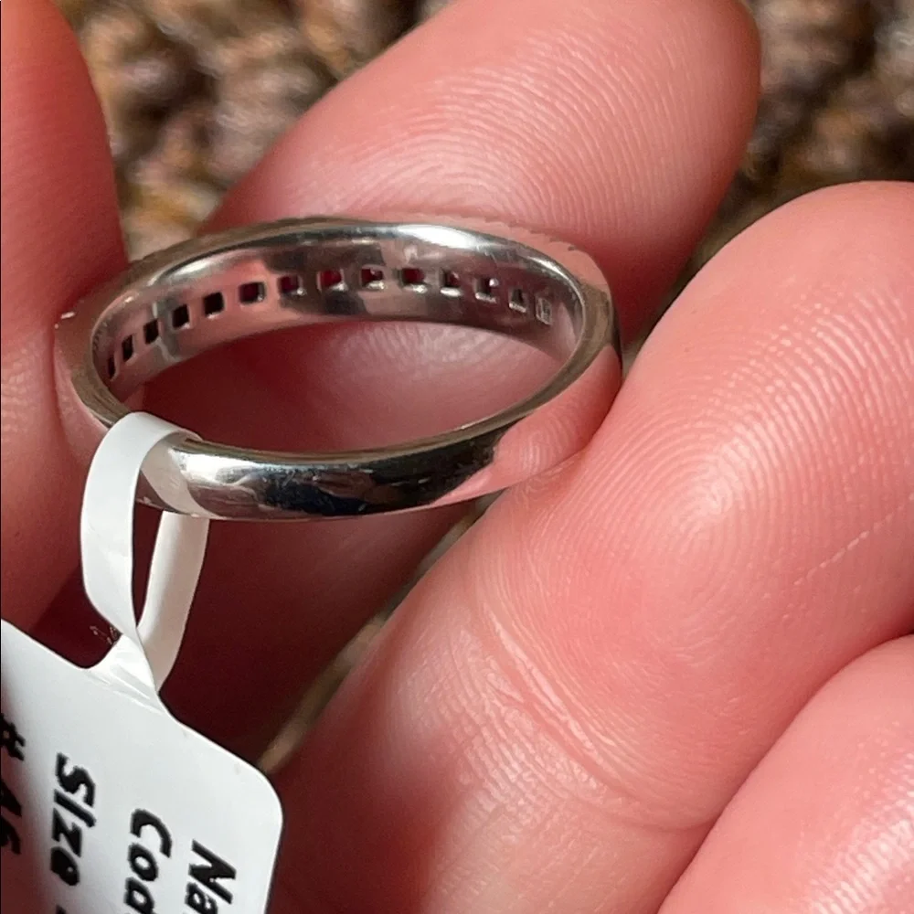 NWT Natural Ruby Half Eternity Ring 925 Silver Size 8 - Picture 11 of 13